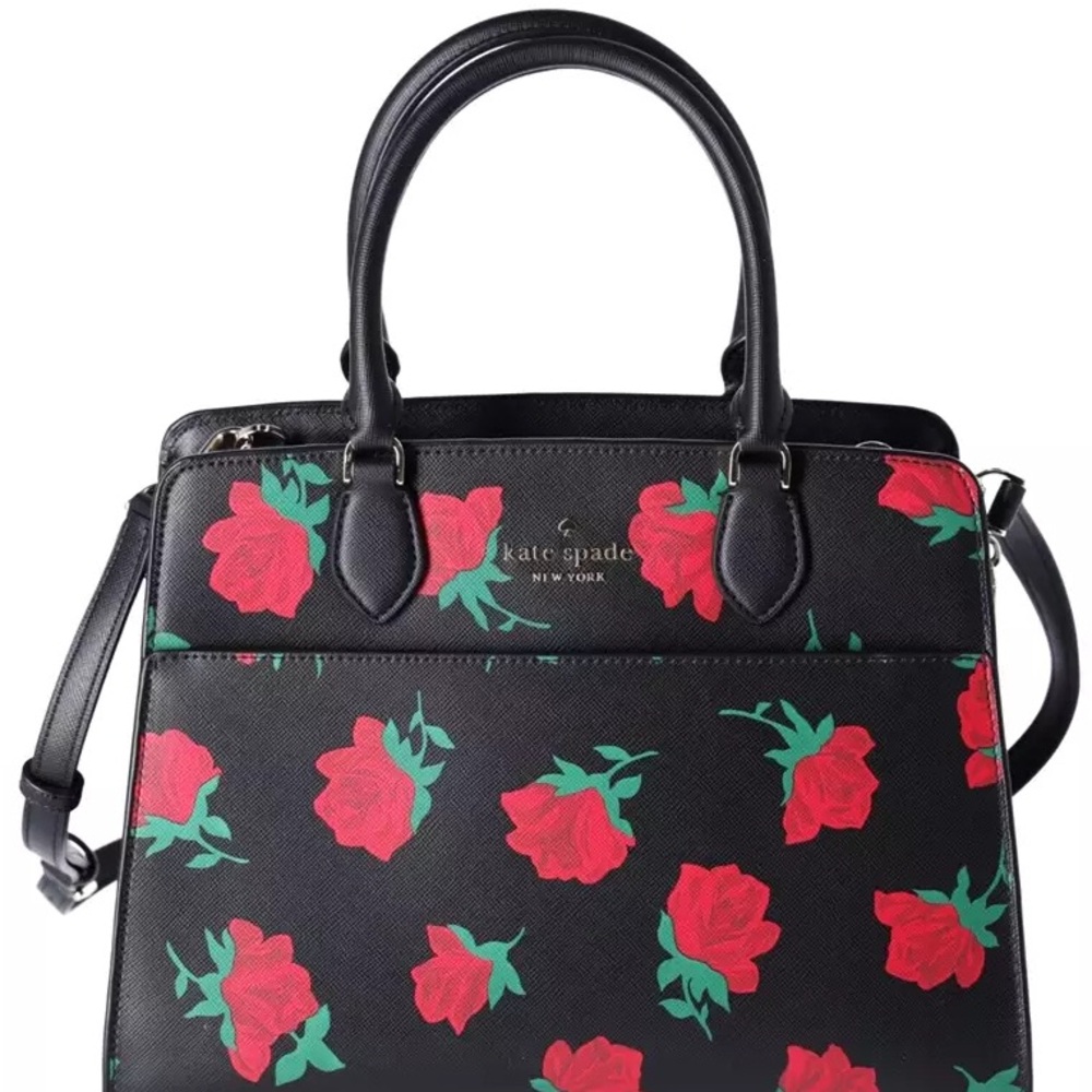 NWT Kate Spade Madison Rose Toss Printed Medium Satchel